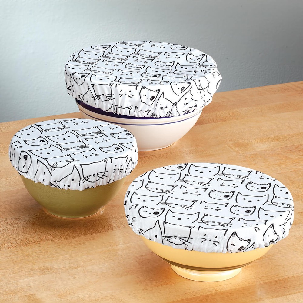 Cat Design Elastic Bowl Covers