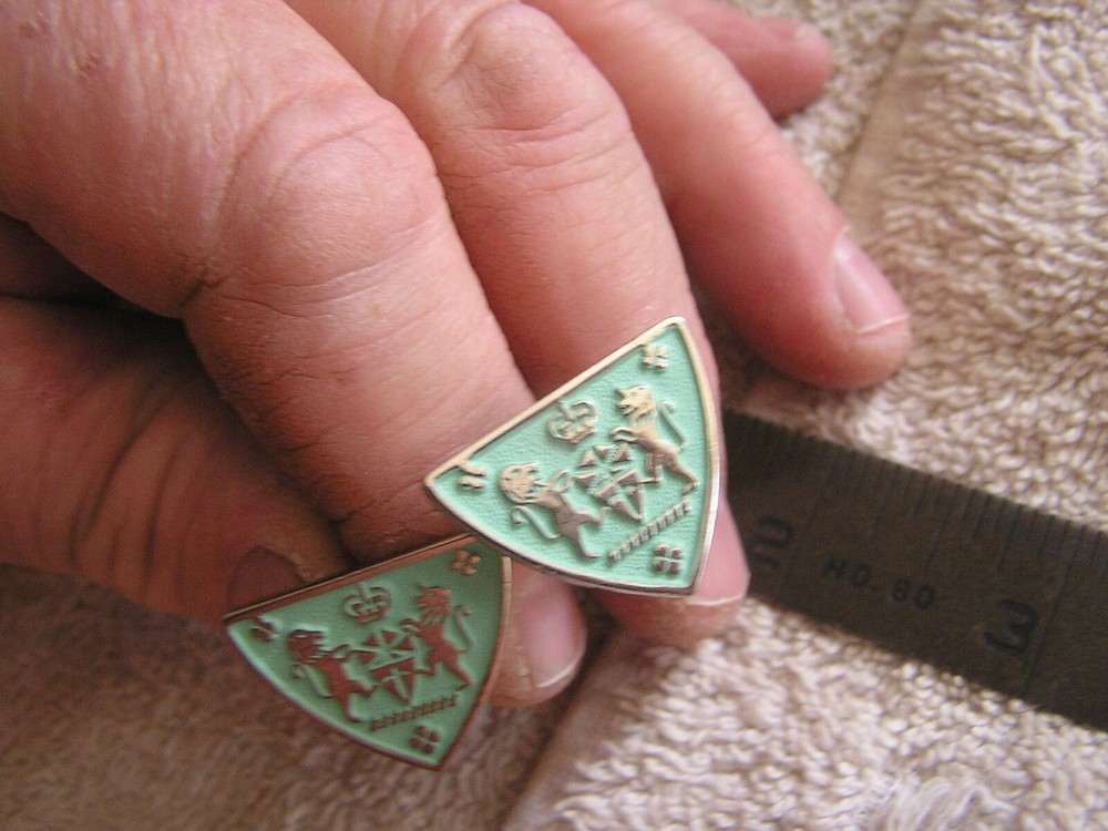Vintage Triangular Shaped Cufflinks with Insignia