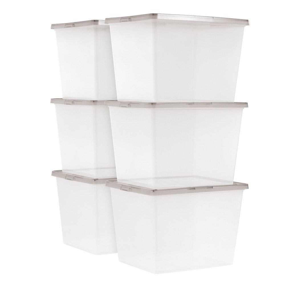 17 Qt. Plastic Storage Bins with Lids, Clear, Stackable Totes, Containers 8Pk