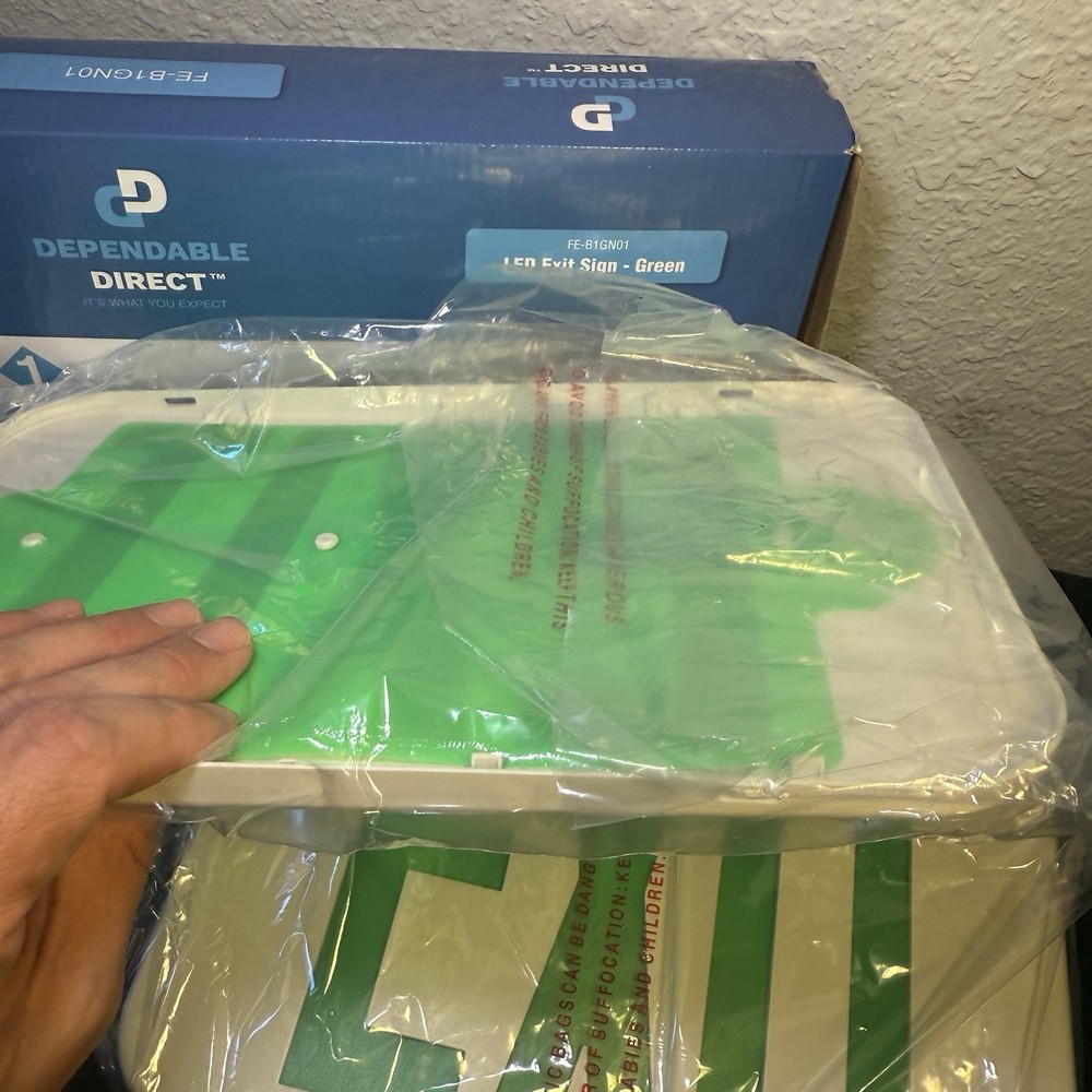 Dependable Direct 2-Pack Double Side LED Green Exit Sign Emergency Light In Box