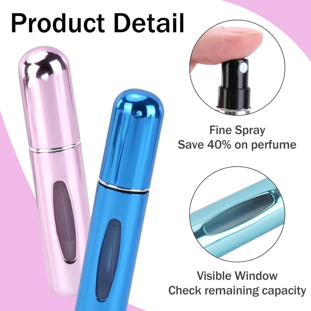 10Pcs Perfume Atomizer Bottles,5ml Refillable Mini Spray Set for Travel,Outgoing