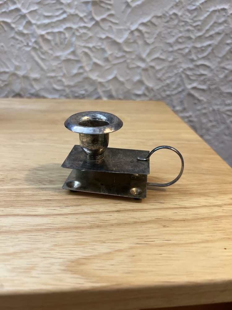 Vintage Silver Plated Mini Candle Holder Chamberstick Handle