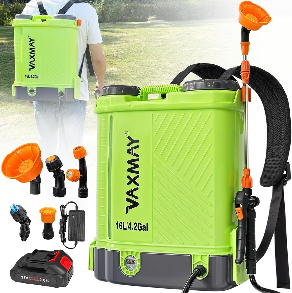 TaskStar 4 Gallon Battery Powered Backpack Sprayer with 20V Strong Battery -Lawn
