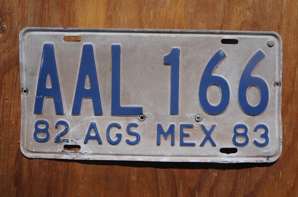 1982 1983 Aguascalientes MEXICO License Plate