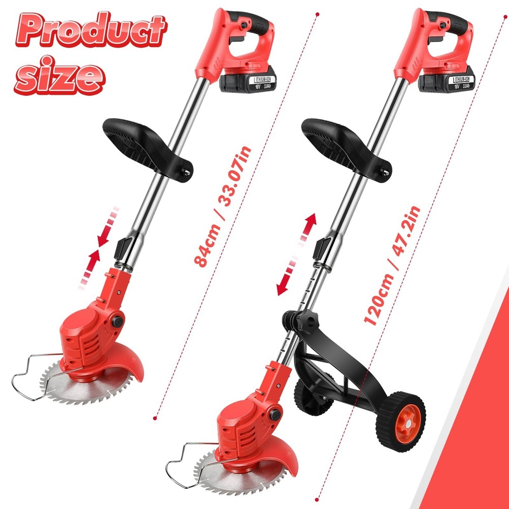 Electric Weed Lawn Edger Eater Cordless Grass String Trimmer Cutter + 2 Battery