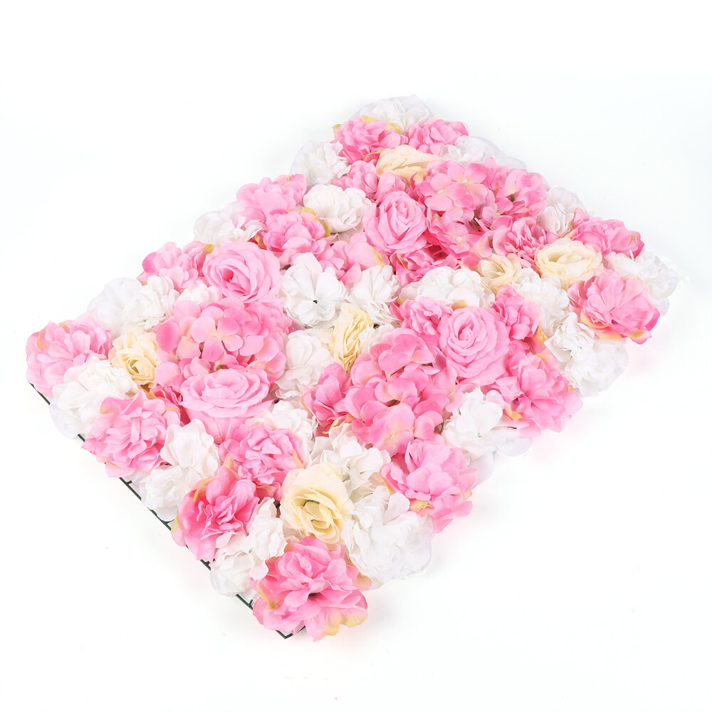 12X Artificial Rose Flower Wall Panel Background 60x40cm Bouquet Wedding Decor