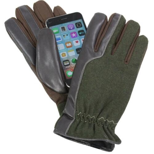 Isotoner Mens Smartouch Touchscreen Polyester Wool Glove Brown X-Large