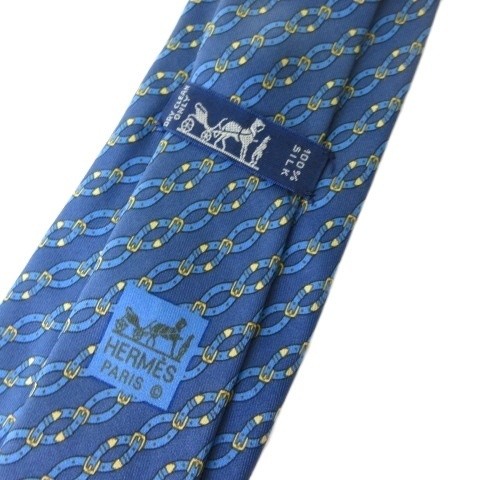 HERMES Tie 100% Silk Allover Pattern Navy men's