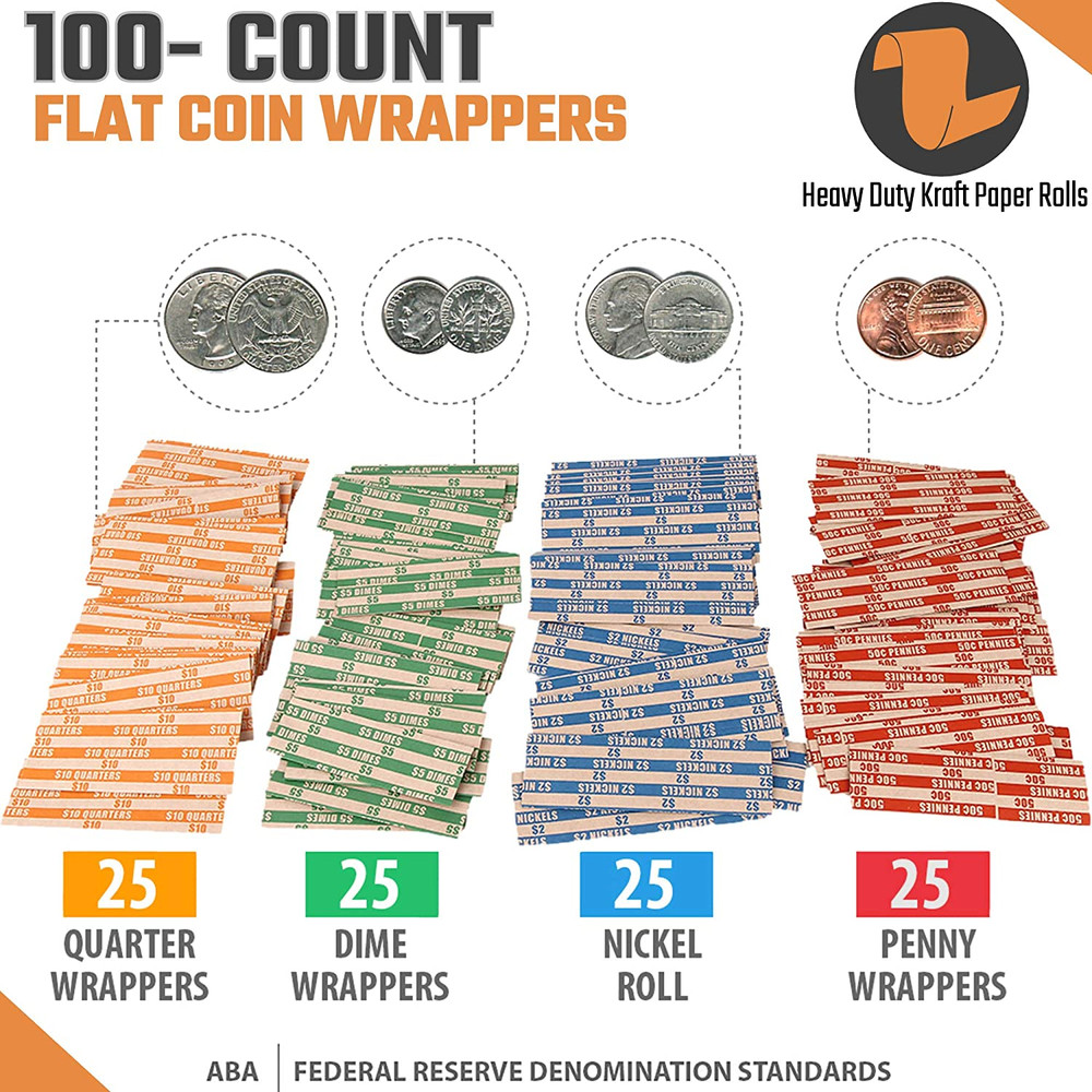Coin Storage & Sorter Tubes 4 Color – Coded Coin Counters Tubes and Assorted Coi