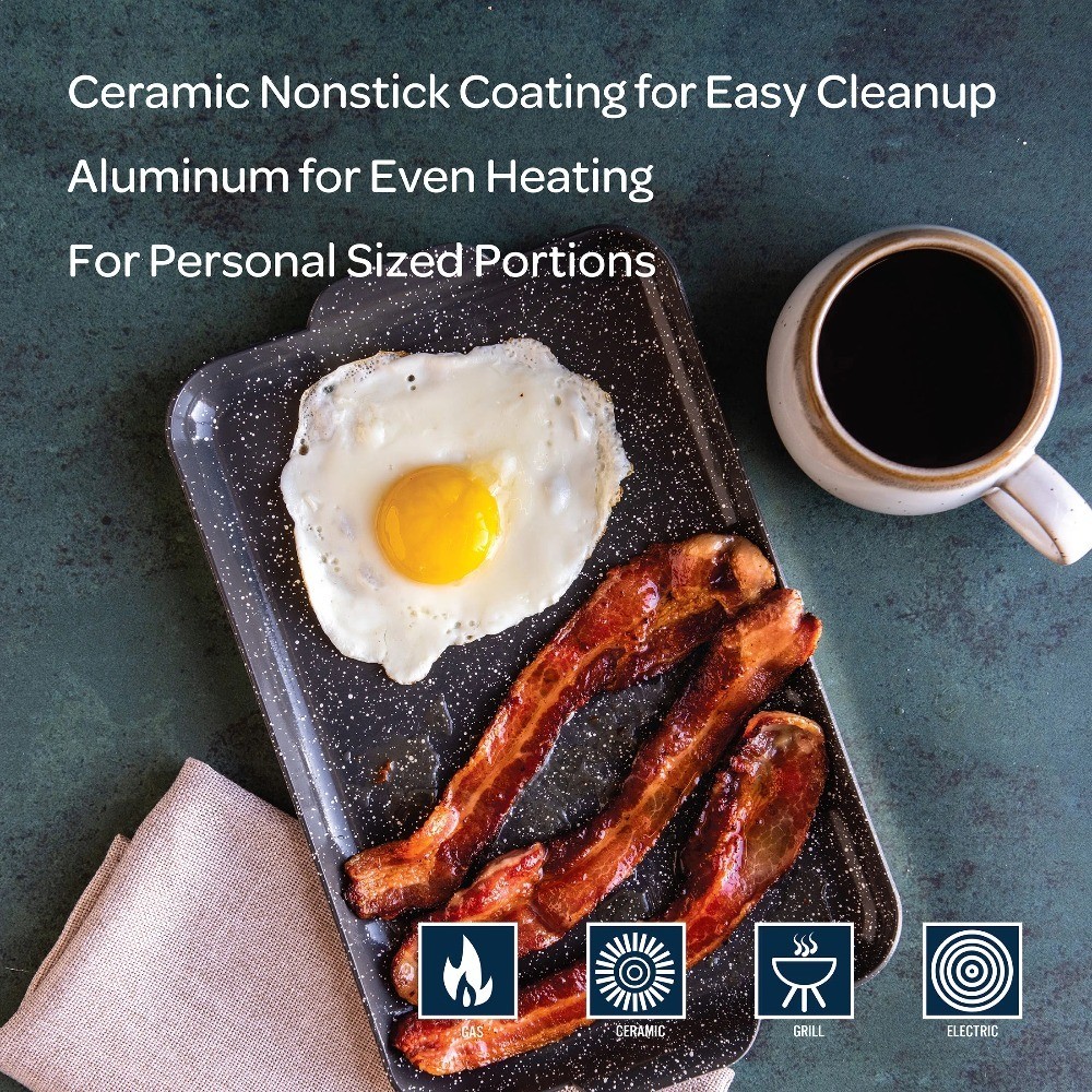 Rectangular Ceramic Nonstick Aluminum Mini Griddle Pan 11.5 x 7.2 Inch