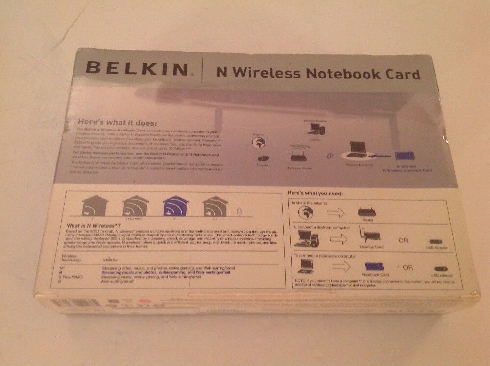 BELKIN N WIRELESS NOTEBOOK CARD MIMO ENHANCED SPEED AND COVERAGE