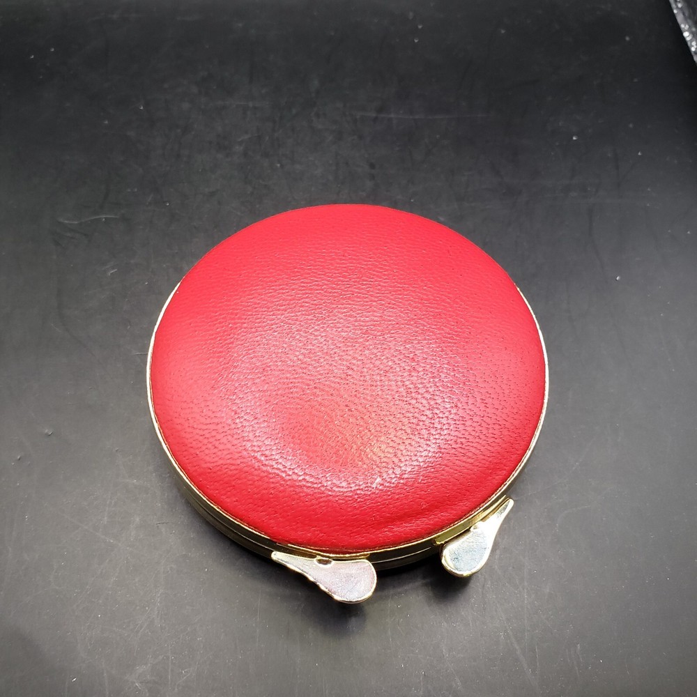 PERUZZI Florence Italy Compact With Mirror 3" Padded Red Leather Case