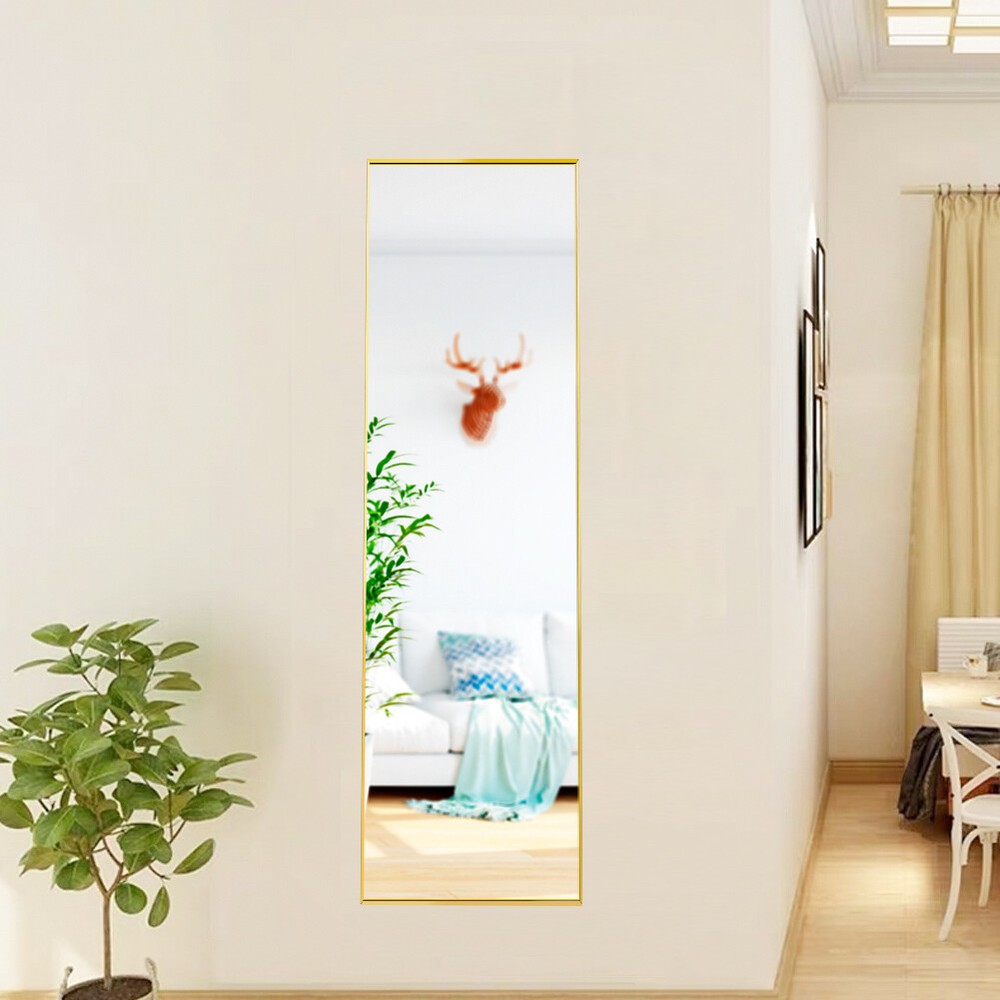 Full Length Mirror w/Stand Gold Frame Full Body Rectangular Wall Mirror 59"x16"