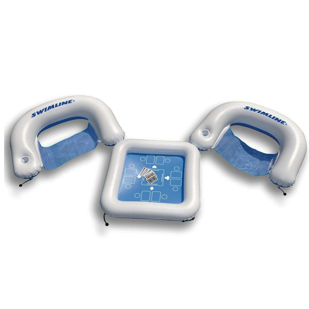 Swimline 90675 Inflatable Swimming Pool Game Station Float w/ Seats & Table