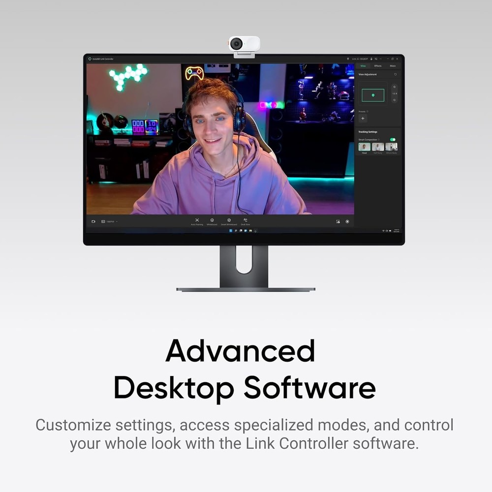 Insta360 Link 2C 4K AI Webcam, Standard Bundle, Graphite White