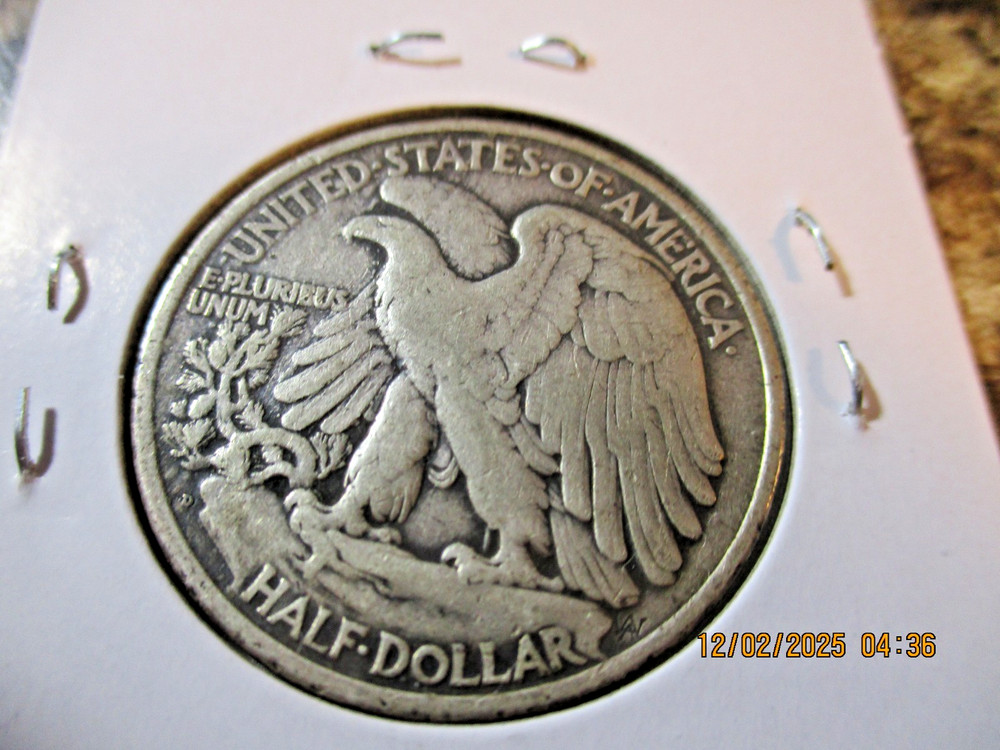 1918-D WALKING LIBERTY SILVER HALF DOLLAR VF TT