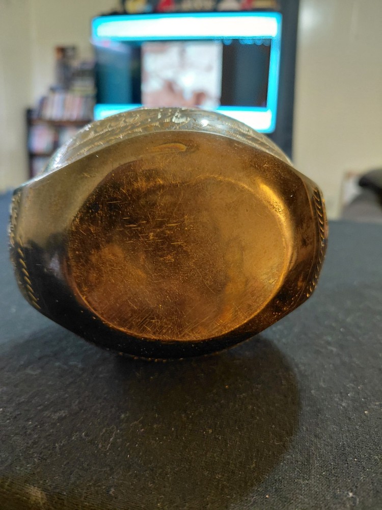 Vintage Middle Eastern Etched Brass Vase