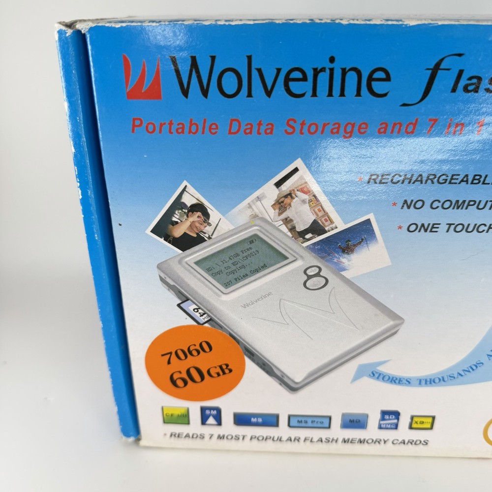 Wolverine FlashPac 7000 Series Data Storage 7 in 1 Memory Card Reader