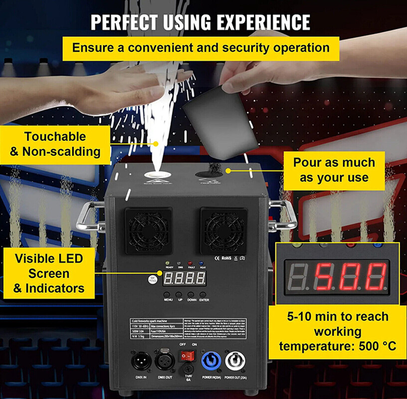 700W Cold Spark Machine DMX Firework Machine Stage Effect Wedding Party Remote