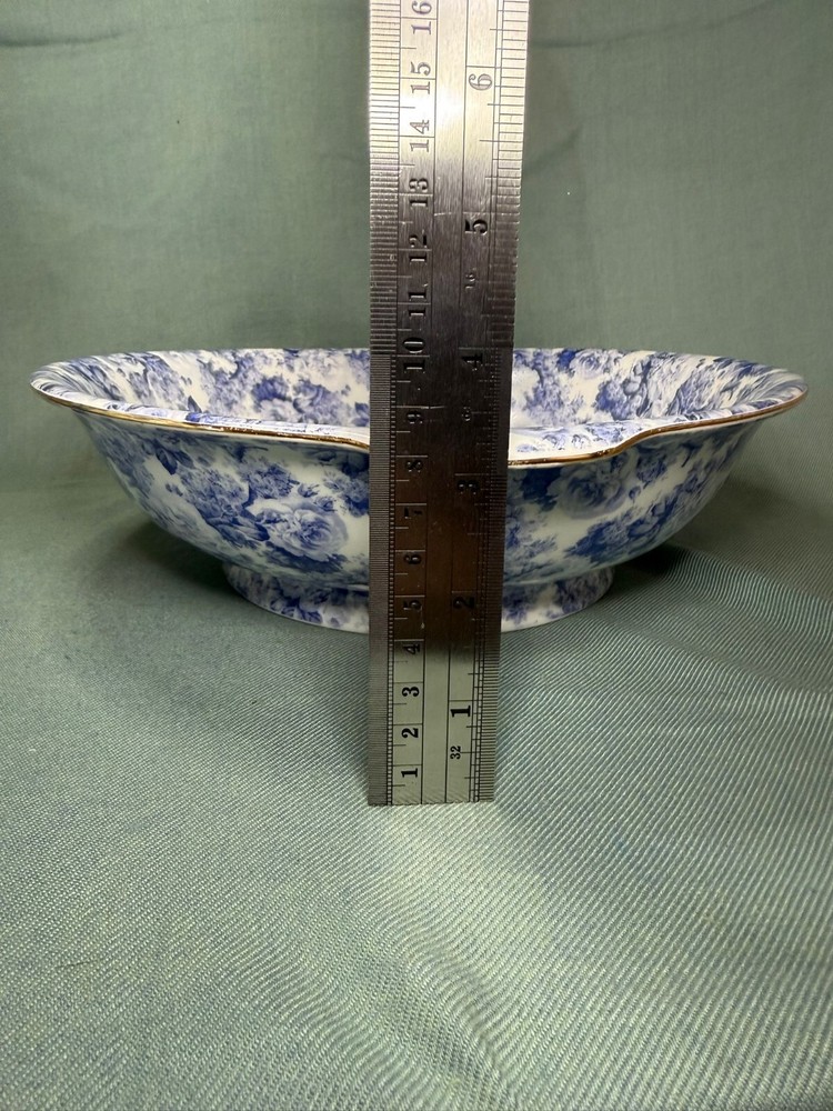 Handmade Pitcher & Basin Blue Transfer Gold Gilt Roses