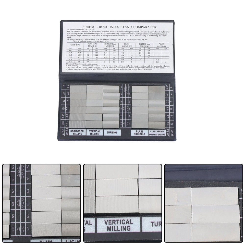30Pcs Surface Roughness Comparator measure six processing methods Ra0.05-12.5mm