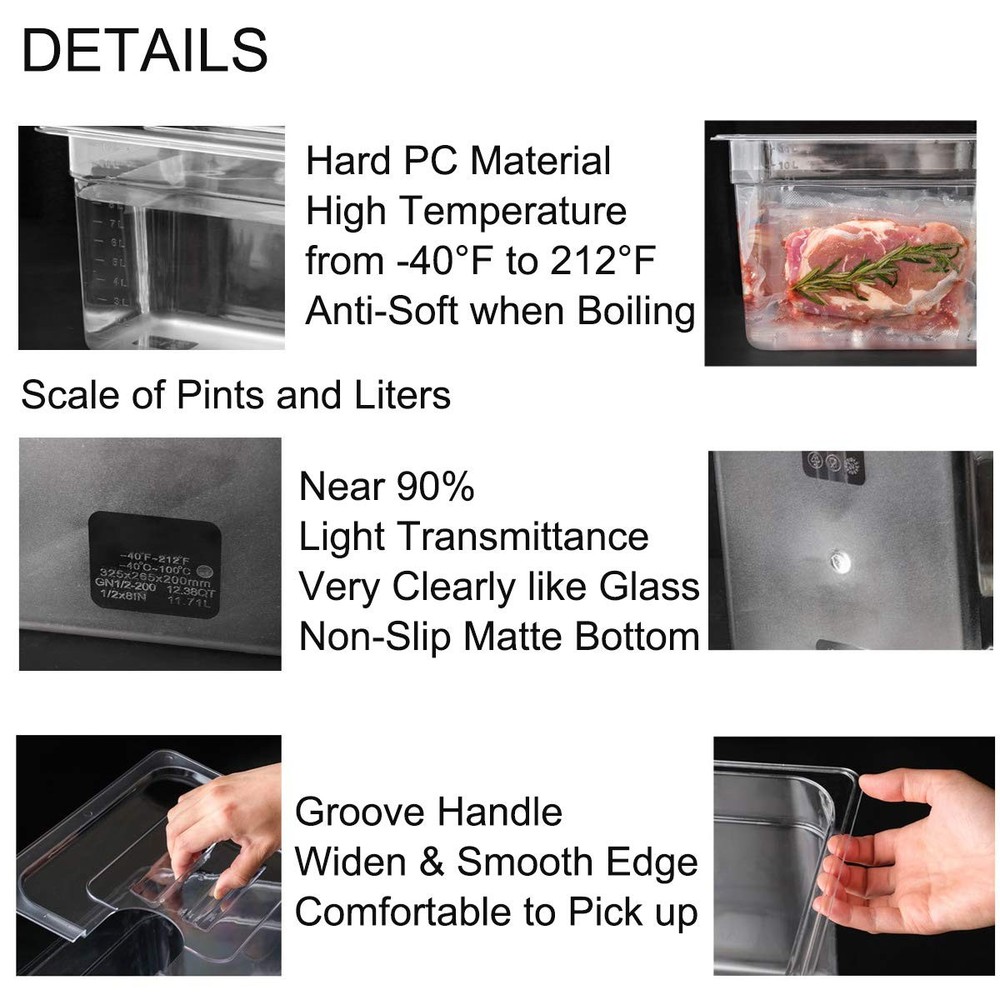11L Sous Vide Container with Lid for Immersion Circulators - Polycarbonate Kit