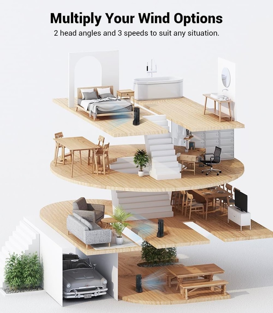 Personal Tower Cooling Fans that Blow Cold Air, Standing 13IN-3600RPM, Black