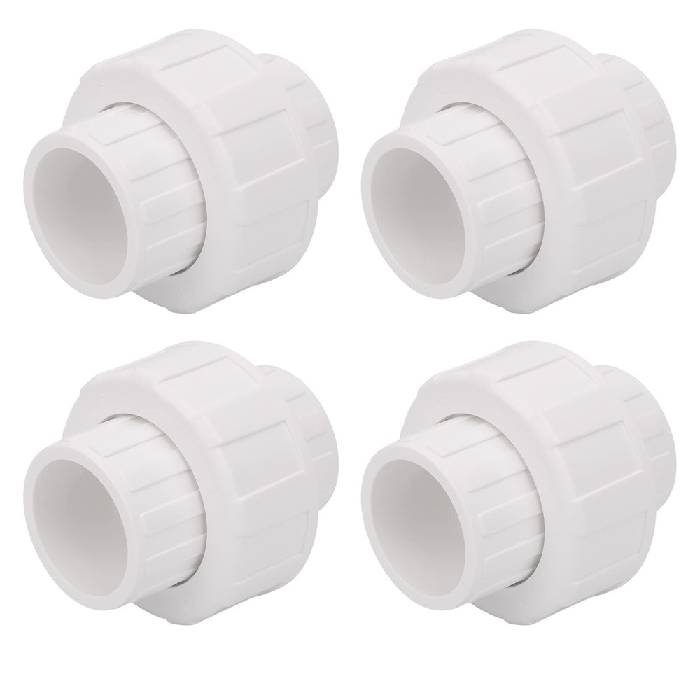 4Pcs 1" PVC Union Coupling Pipe Fitting (Socket x Socket) 1Inch 1Inch, White