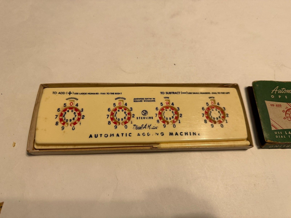 Vintage Sterling Add-it Automatic Adding Machine with Stylus and Original Box