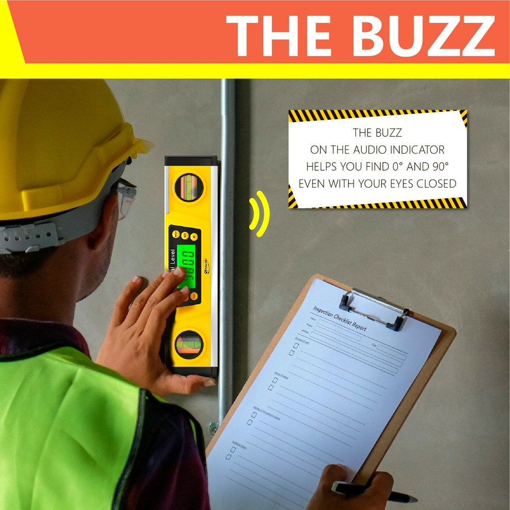 10 Inch Digital Magnetic Level Tool - Torpedo Smart Level and Protractor