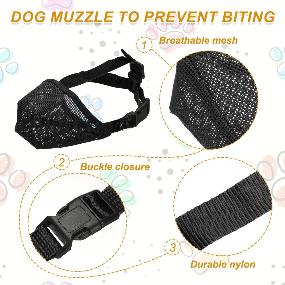 PETAXCELL Dog Muzzle, Soft Mesh Muzzle Adjustable Covered Mouth M, Black