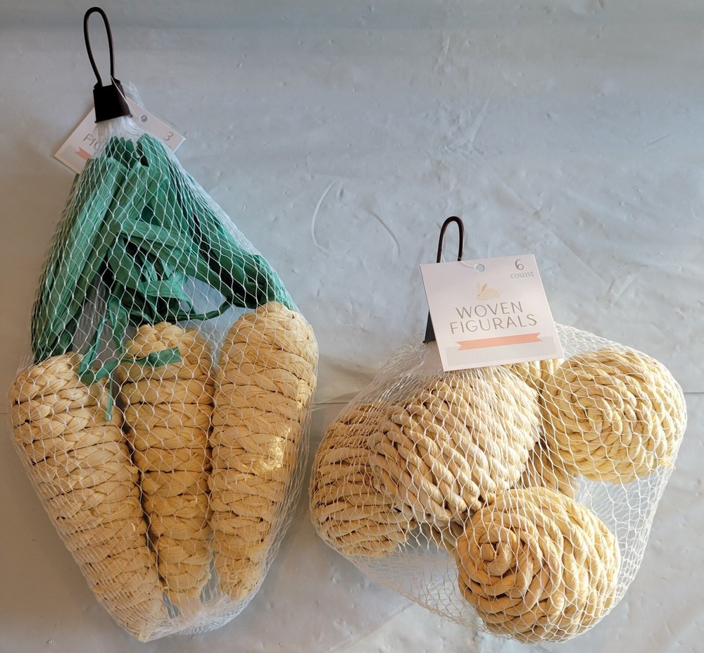 Bullseye Playground Easter Woven Carrots & Eggs Boho Decor Figurals 2024