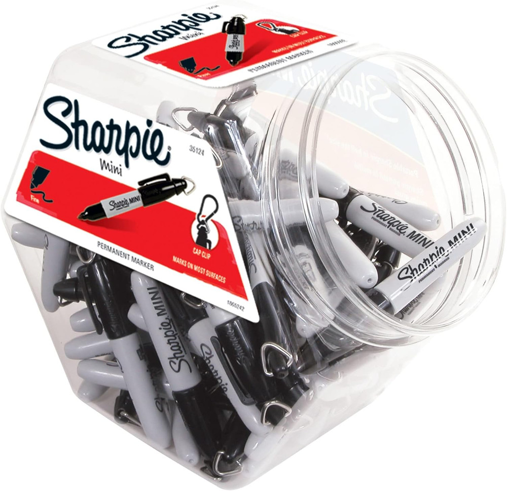 Permanent Mini Markers, Fine Point, Black, 72-Pack Canister