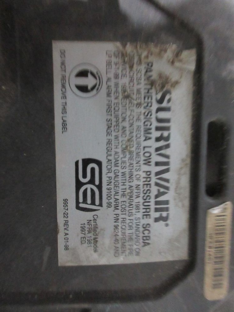 SURVIVAIR PANTHER SIGMA LOW PRESSURE SCBA HARNESS BACKPACK REGULATOR COMPASS