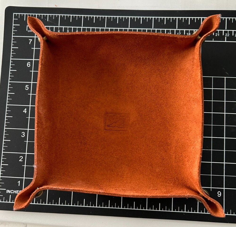 Leather Valet Tray with bronze screws