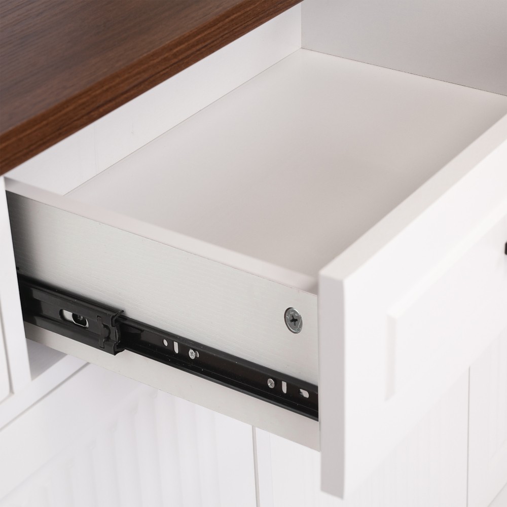 White 63" Buffet Cabinet, Fluted Sideboard w/ 4 Doors 3 Drawers