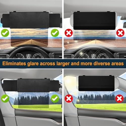 Sun Visor Extender for Car with 2 Side Sunshade, Polarized UV400 2 Side Panel