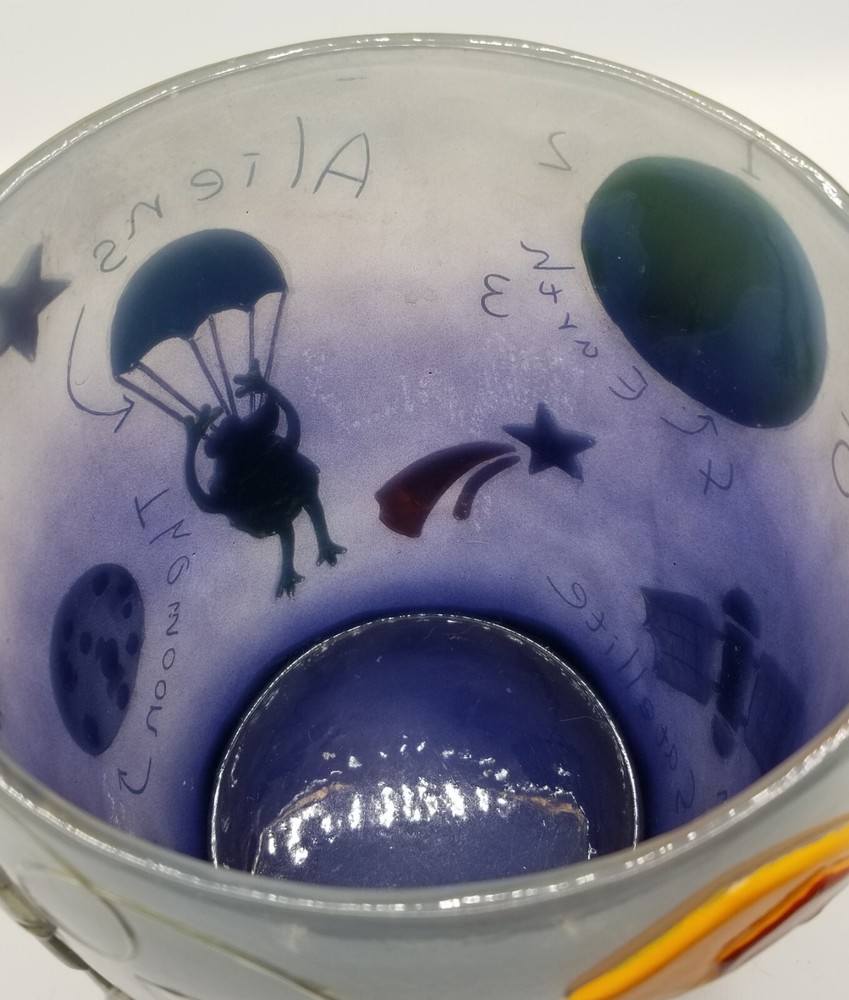 Laura Ashley Astronaut Alien Planets Outer Space Trash Can 3 Dimensional Acrylic