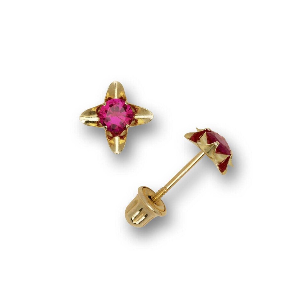 14k Yellow and White Gold Cz Stud Earrings