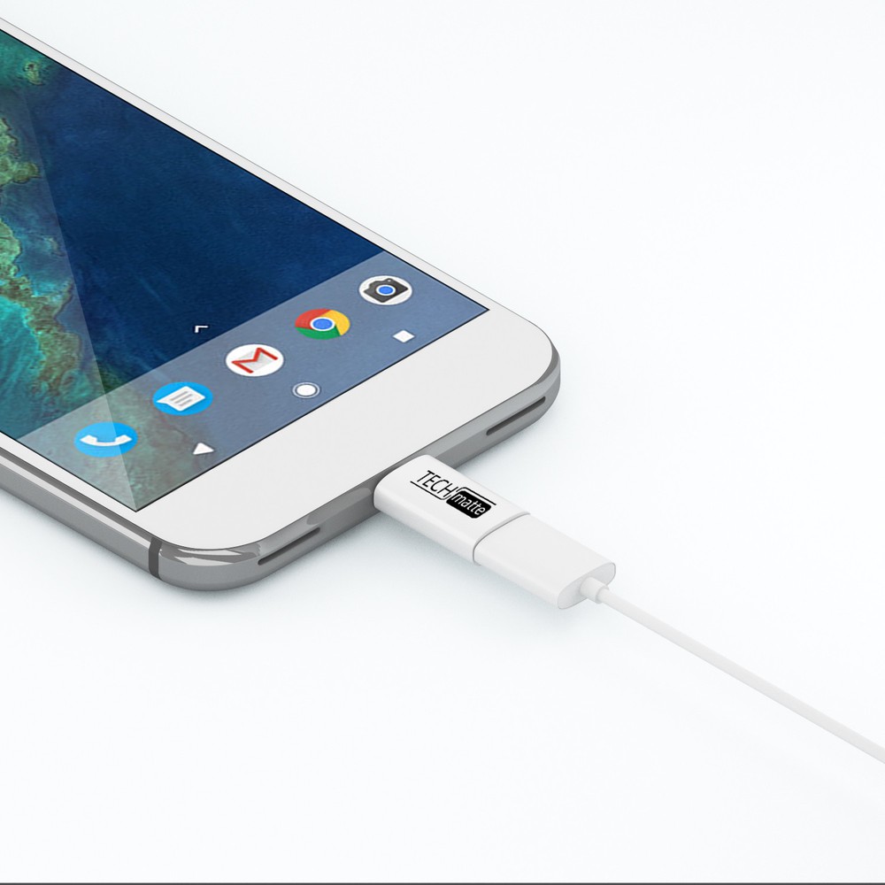 Techmatte USB-C to Micro USB Adapter Convert Connector (2 Pack, White)