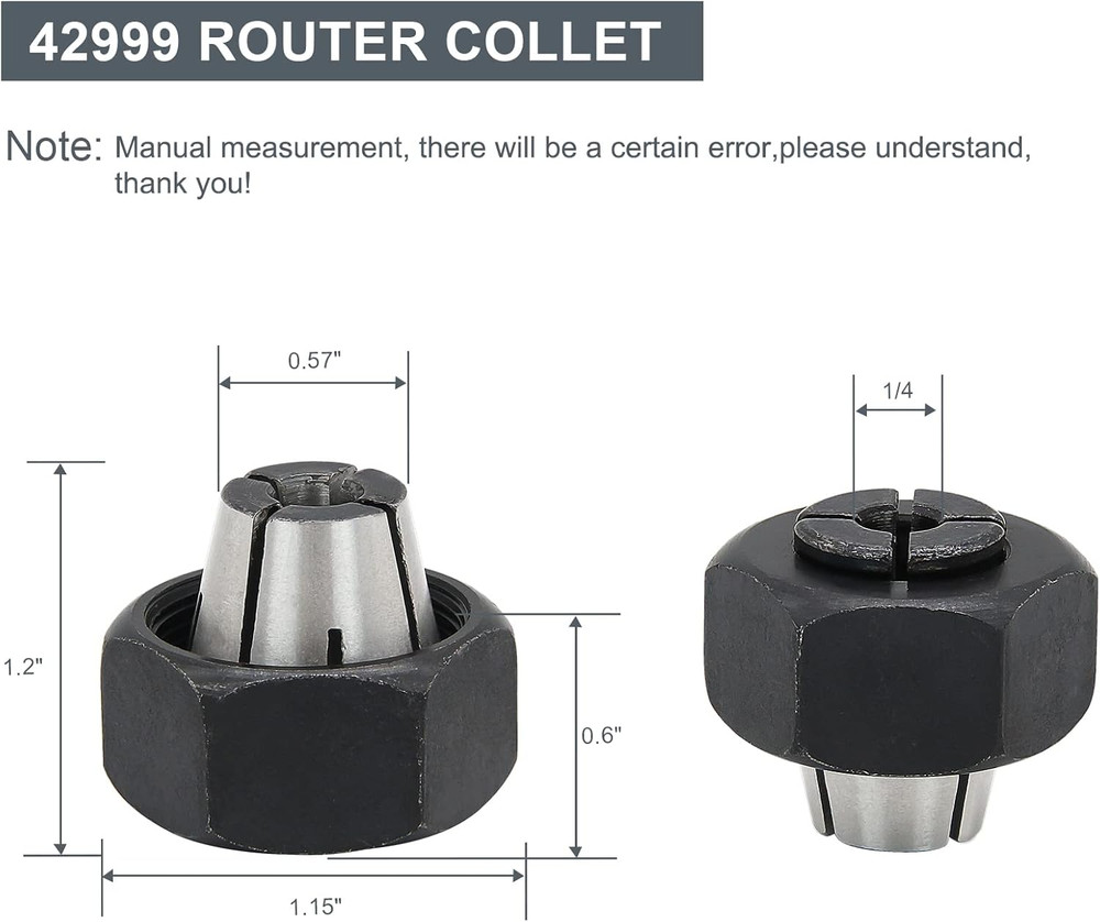 Router Collet 1/4 In Replacement Fits Multiple Models Steel Durable