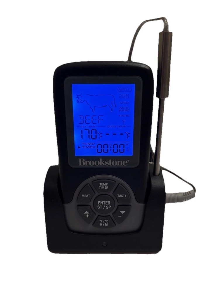 Brookstone Black Wireless Remote Cooking Thermometer & Timer