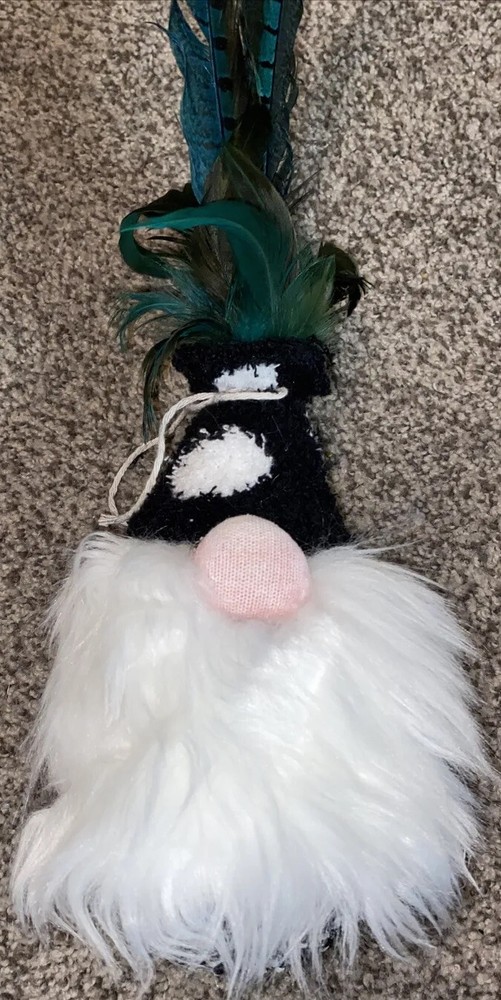 Gnome Handmade 8” Sock Gnome white faceless beard beanbag feathers for a hat EUC