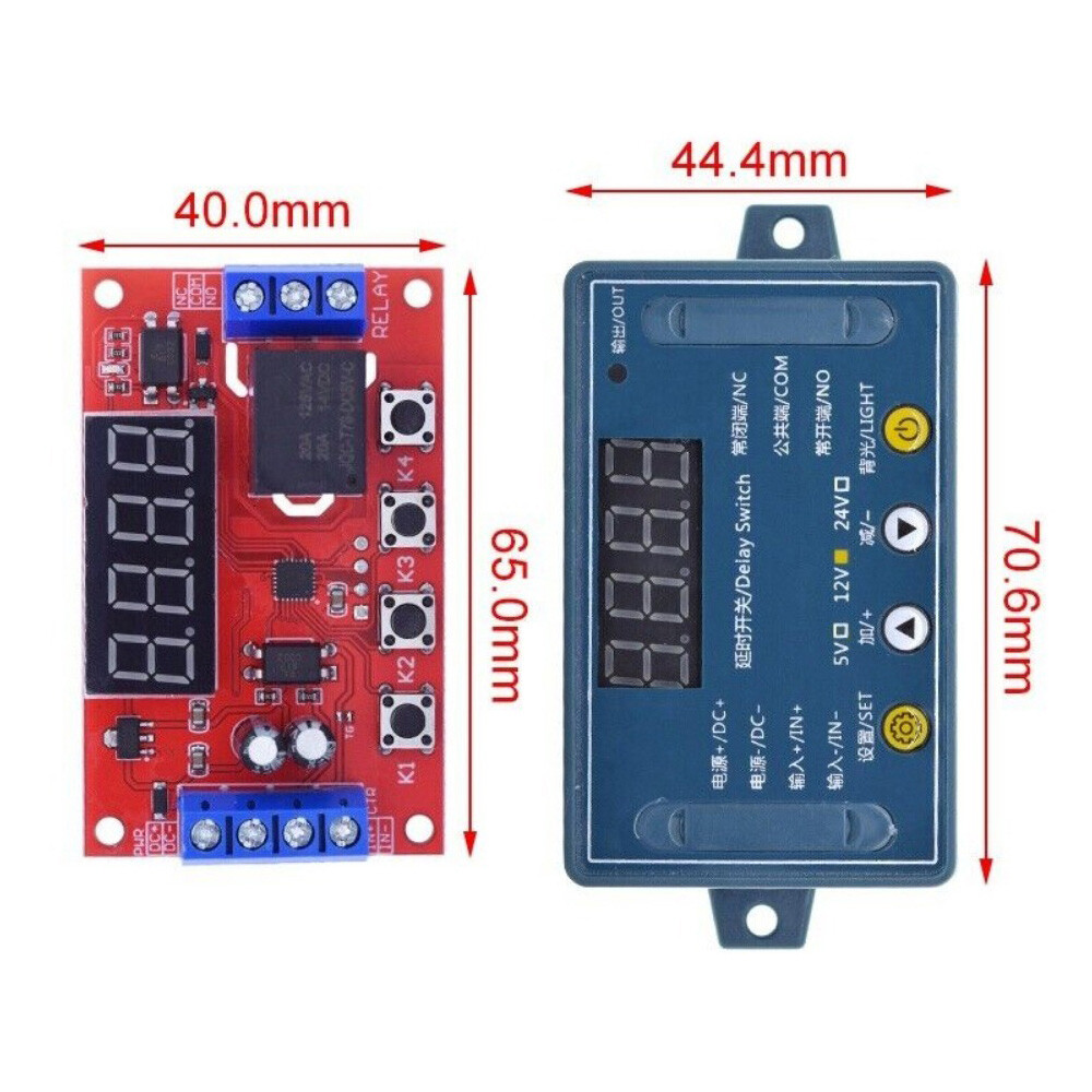 2X DC 12V 10A Adjustable Time Delay Relay Module LED Digital Timer Switch + Case
