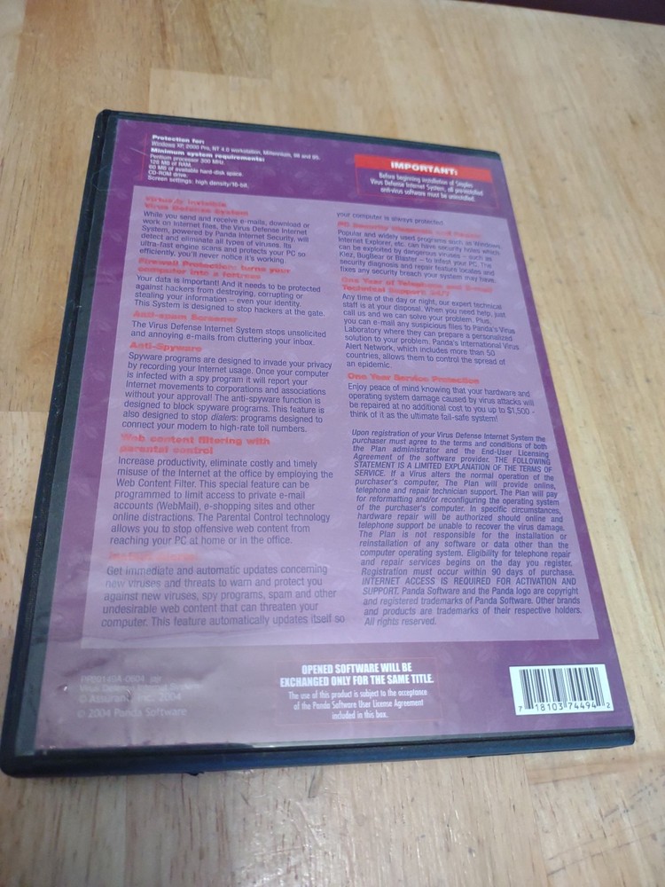 Panda Staples Virus Defense Internet System CD Antivirus Software - with key