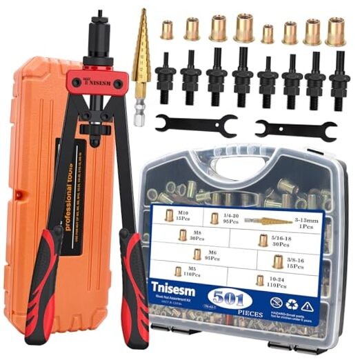 Rivet Nut Tool Kit, Professional Nutsert Tool Kit, with 8 Metric and SAE