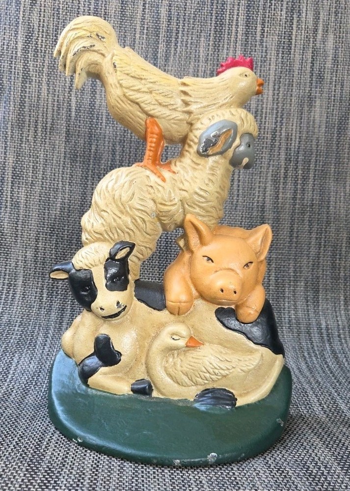  VINTAGE IRON FARM ANIMALS DOORS STOP