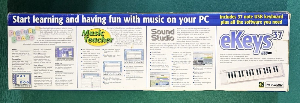 M-Audio Evolution eKeys 37 Musical Keyboard USB - White - use w/ PC or Mac