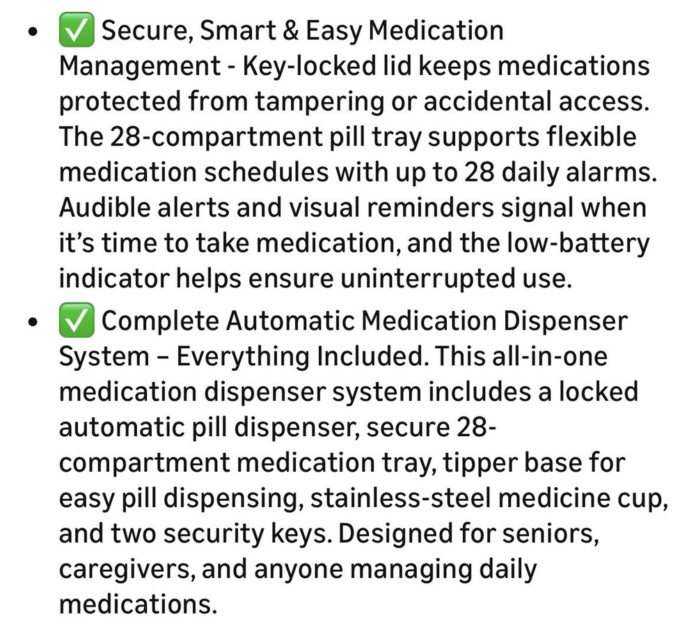 e-pill Automatic Pill Dispenser 28 Compartments Lock Audible Visual White