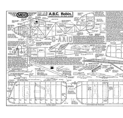PDF File on USB RC Model Airplane Plans: ABC Robin Free flight CO2 Power 26"